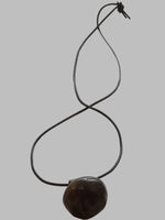 DESIGNS BY SONIA, ANTIQUE BRASS OVAL SHAPE, WITH BLACK LEATHER