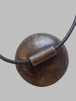 DESIGNS BY SONIA, ANTIQUE BRASS OVAL SHAPE, WITH BLACK LEATHER