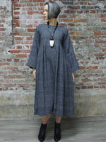 BLACK HAND-SPUN HANDWOVEN TEXTURED DRESS, WORLD OF CROW - Kapade Shop