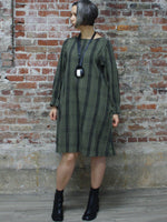 GREEN AND BLACK PLAID DRESS, WORLD OF CROW - Kapade Shop