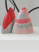 DESIGNS BY SONIA, RED AND BLACK LINES, TRIANGLE NECKLACE
