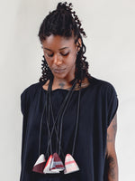 DESIGNS BY SONIA, RED AND BLACK LINES, TRIANGLE NECKLACE