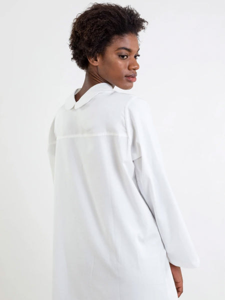 WHITE ORGANIC COTTON REVERSIBLE SHIRT DRESS, ELEMENTUM