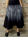 BLACK AND WHITE HAND-PAINTED, BRUSH STROKES CULOTTES IN RAMIE, Nrk - Kapade Shop