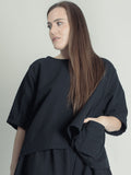 BLACK TOP WITH STITCHES IN COTTON,  TINA GIVENS - Kapade Shop